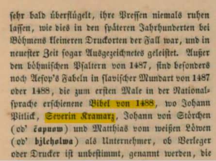 Auszug aus 1488 gedruckter Inkunabel des Mit-Financier Serverin Kramarz