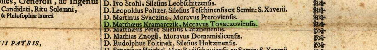 Uni Olomuc &ndash; Bachelor Auszug Matheaus Kramarczik