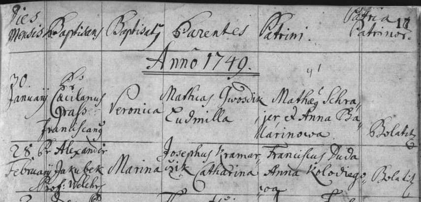 Abbildung Kirchenbuch-Eintrag